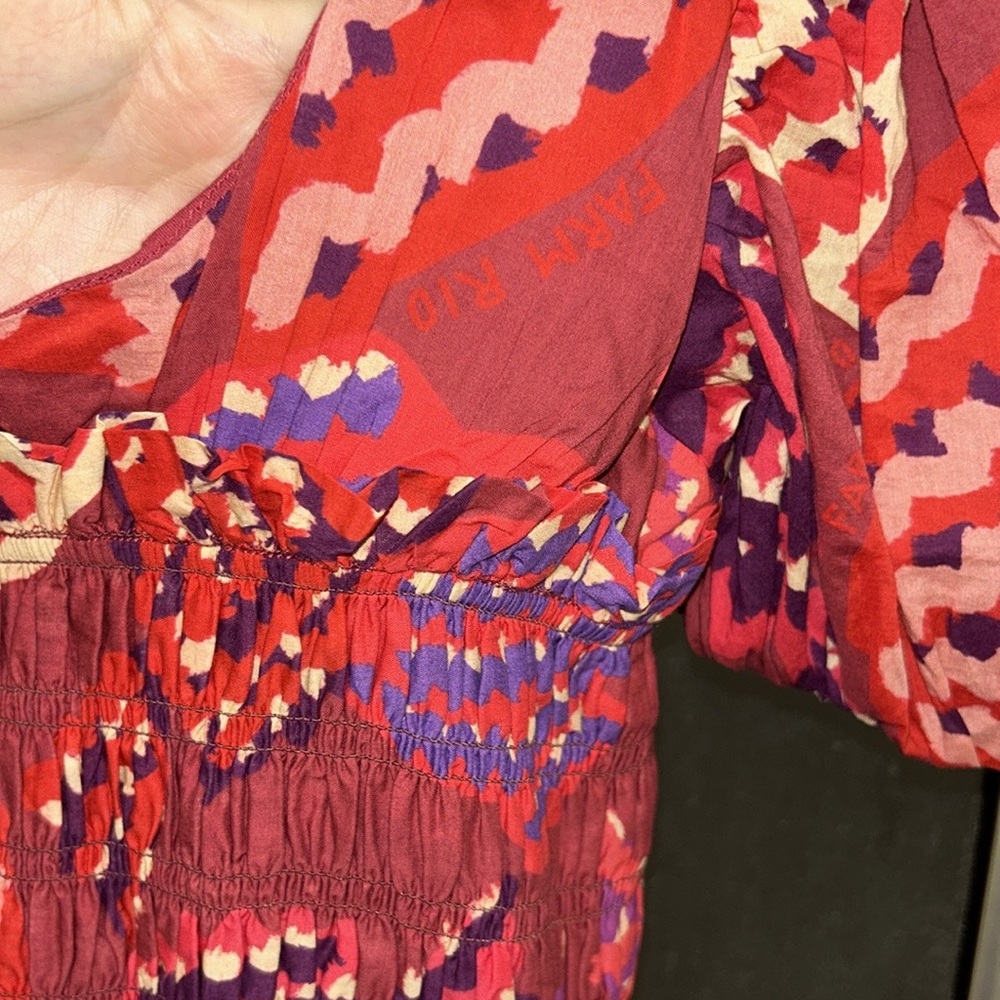 Farm Rio * Anthropologie Puff Sleeve Smocked Maxi Dress - Picture 9 of 13
